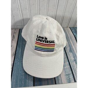 Love Is Universal Studios Hat White W Rainbow Near Mint Condition Adjustable Cap